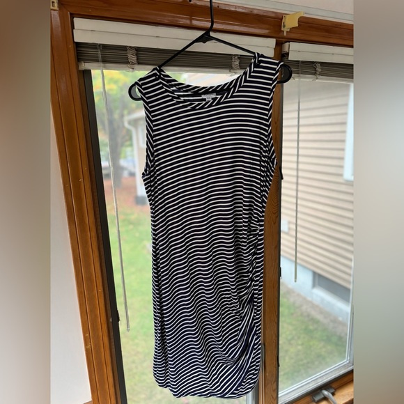 Navy Blue and White Midi Dress Womens XL - Picture 1 of 6